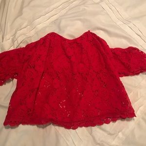 Red off shoulder shirt